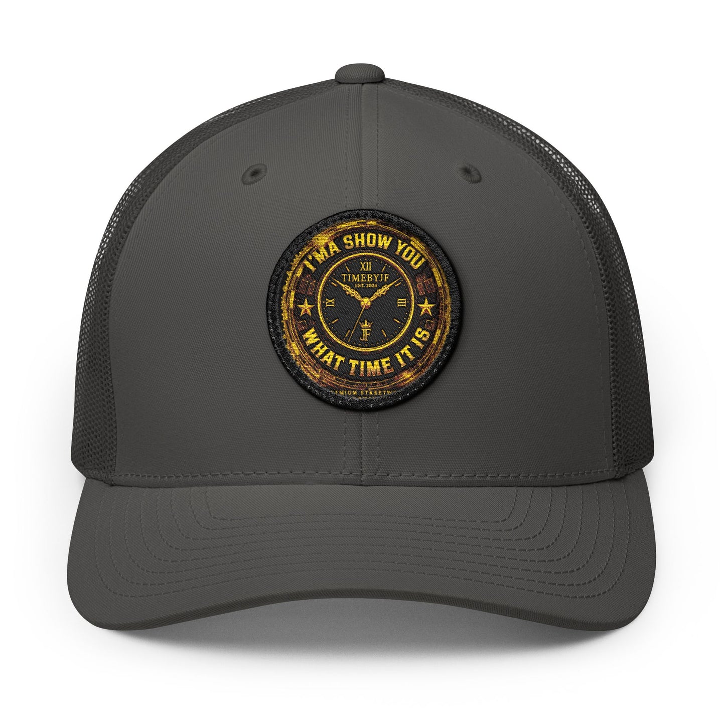 Vintage 'Show Me What Time It Is' Embroidered Patch Trucker Cap