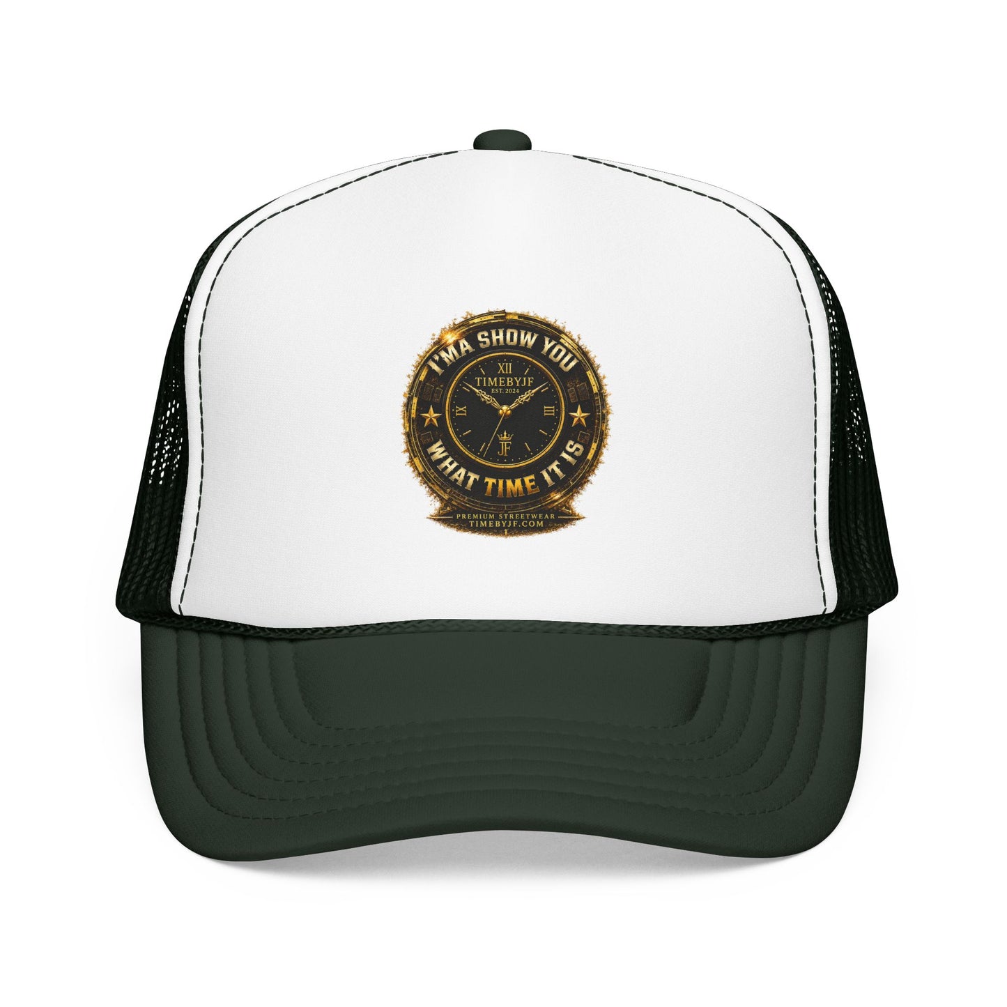 Trucker Hat — 'What Time Is It? I'ma Show You' Vintage Clock Patch