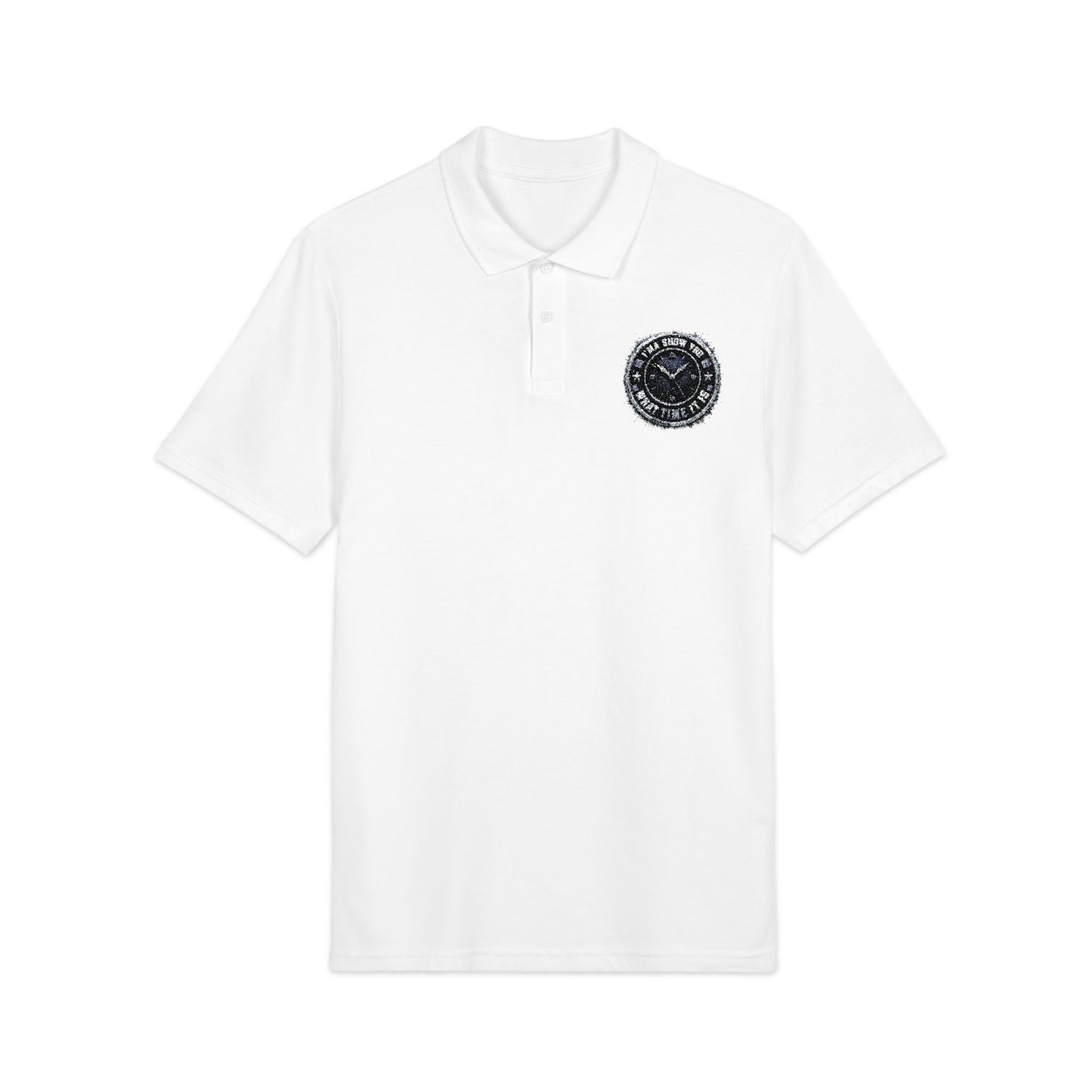 Embroidered Crest Polo Shirt — Classic White Pique