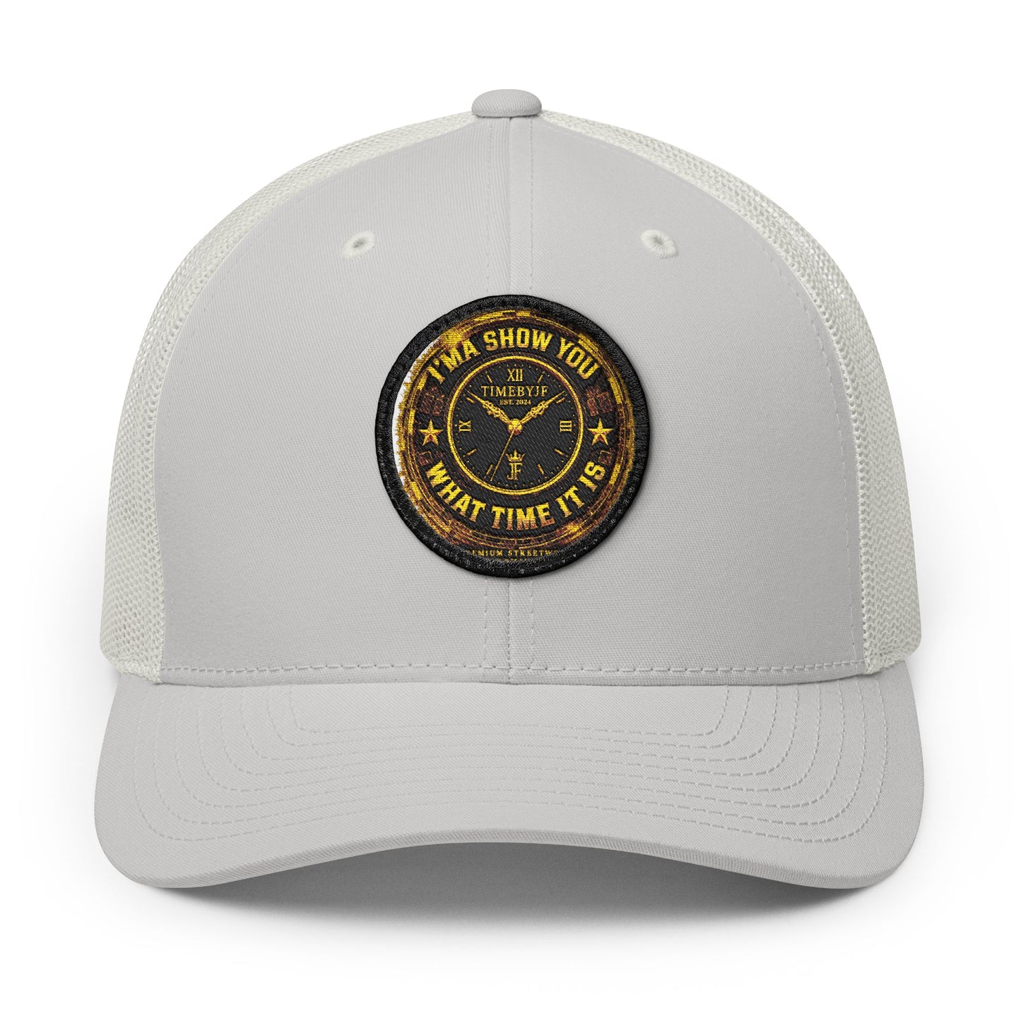 Vintage 'Show Me What Time It Is' Embroidered Patch Trucker Cap
