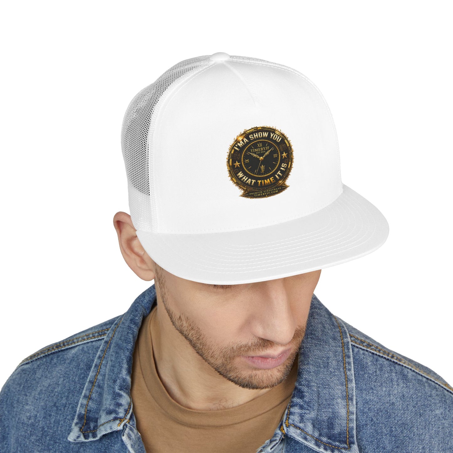 Vintage Sheriff Badge Trucker Cap — "I'ma Show You What Time It Is" Mesh Snapback