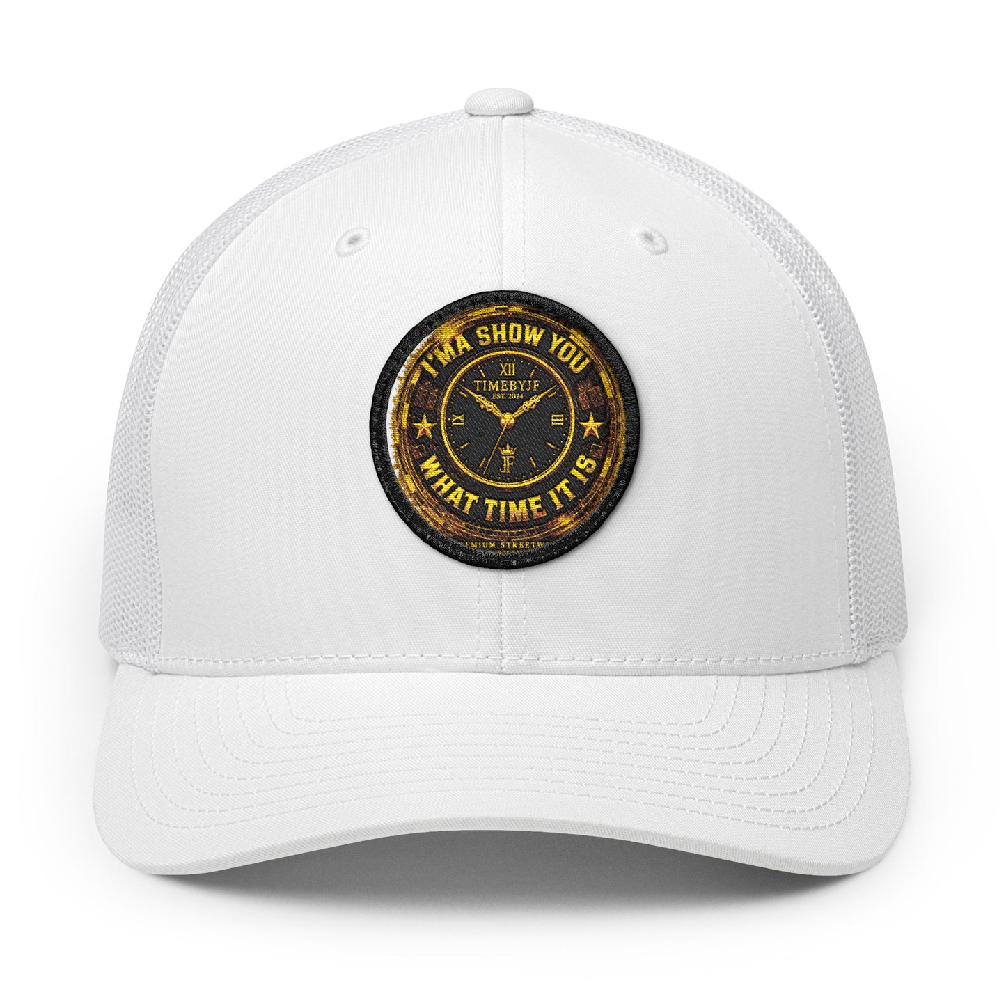 Vintage 'Show Me What Time It Is' Embroidered Patch Trucker Cap