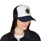 Vintage Gold Compass Trucker Cap — “Nowhere to Be, Any Time to Go” Mesh Hat