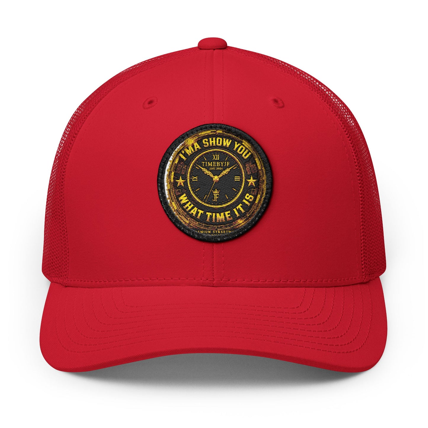 Vintage 'Show Me What Time It Is' Embroidered Patch Trucker Cap