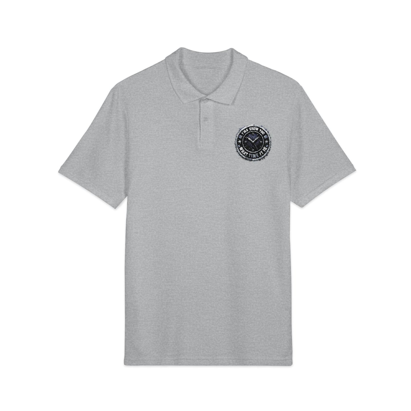 Embroidered Crest Polo Shirt — Classic White Pique