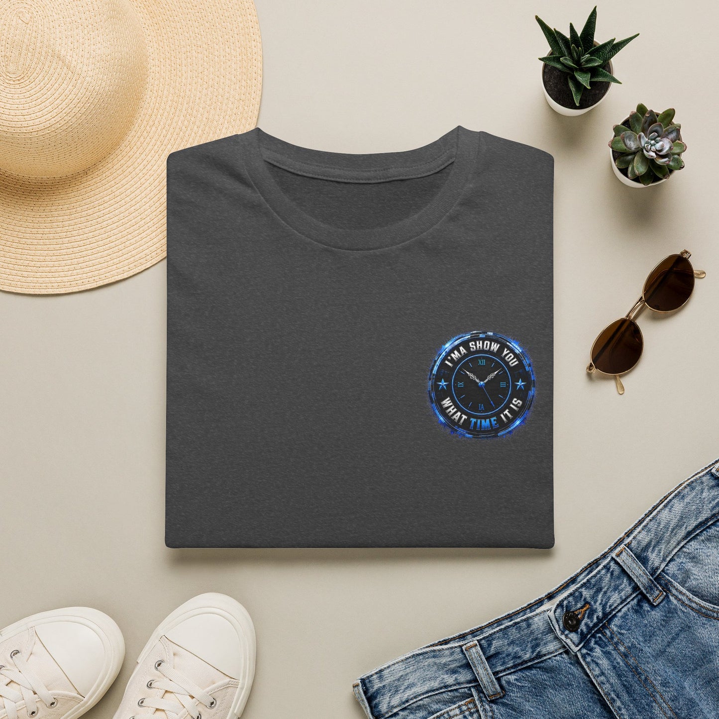 Vintage Compass Badge T-Shirt — "Take Your Time" Minimal Travel Tee