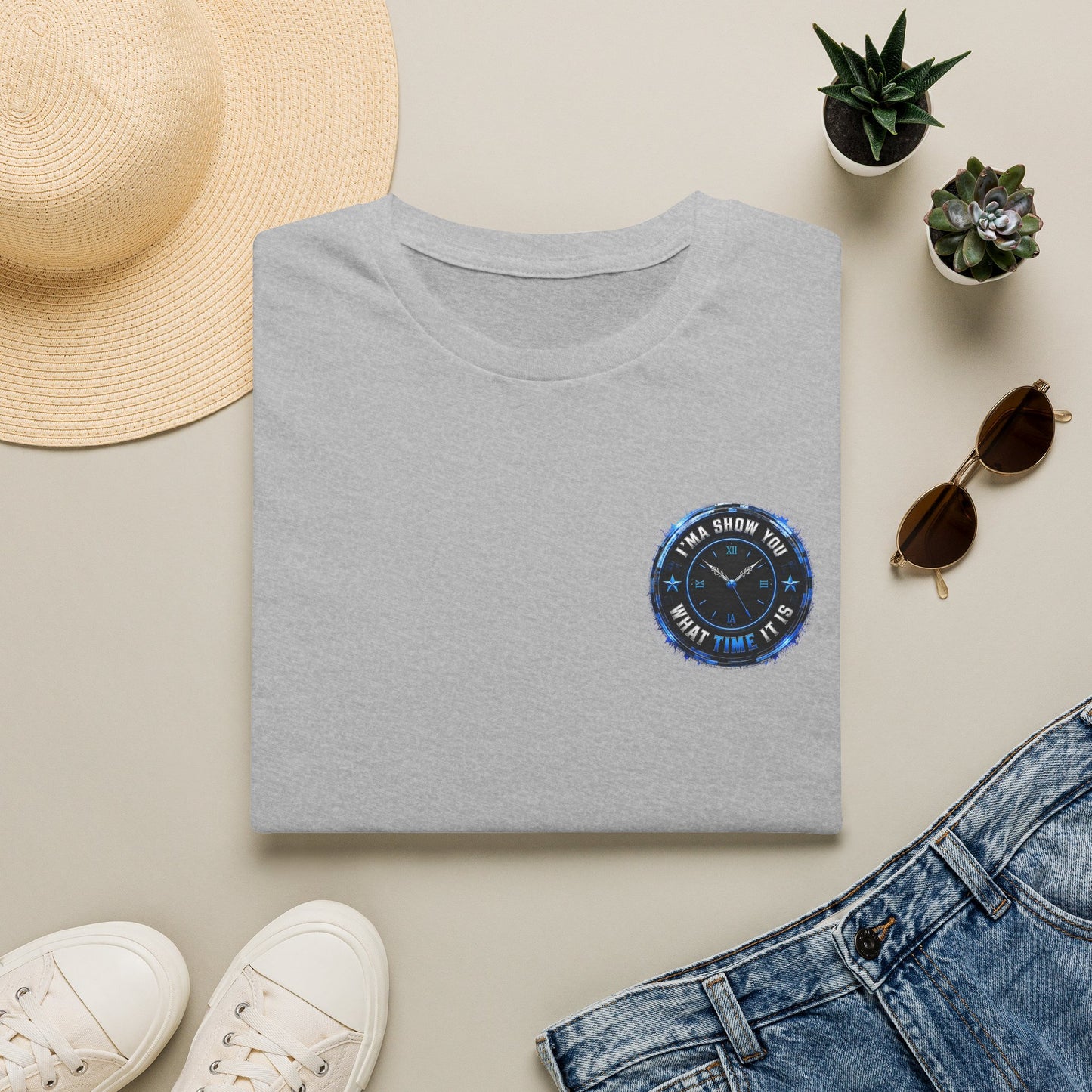 Vintage Compass Badge T-Shirt — "Take Your Time" Minimal Travel Tee
