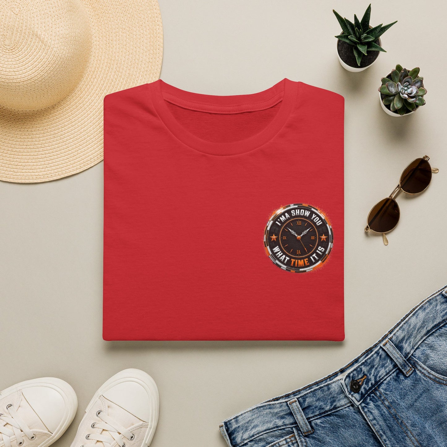 T-Shirt — 'Show Up, It's Your Time' Retro Compass Graphic