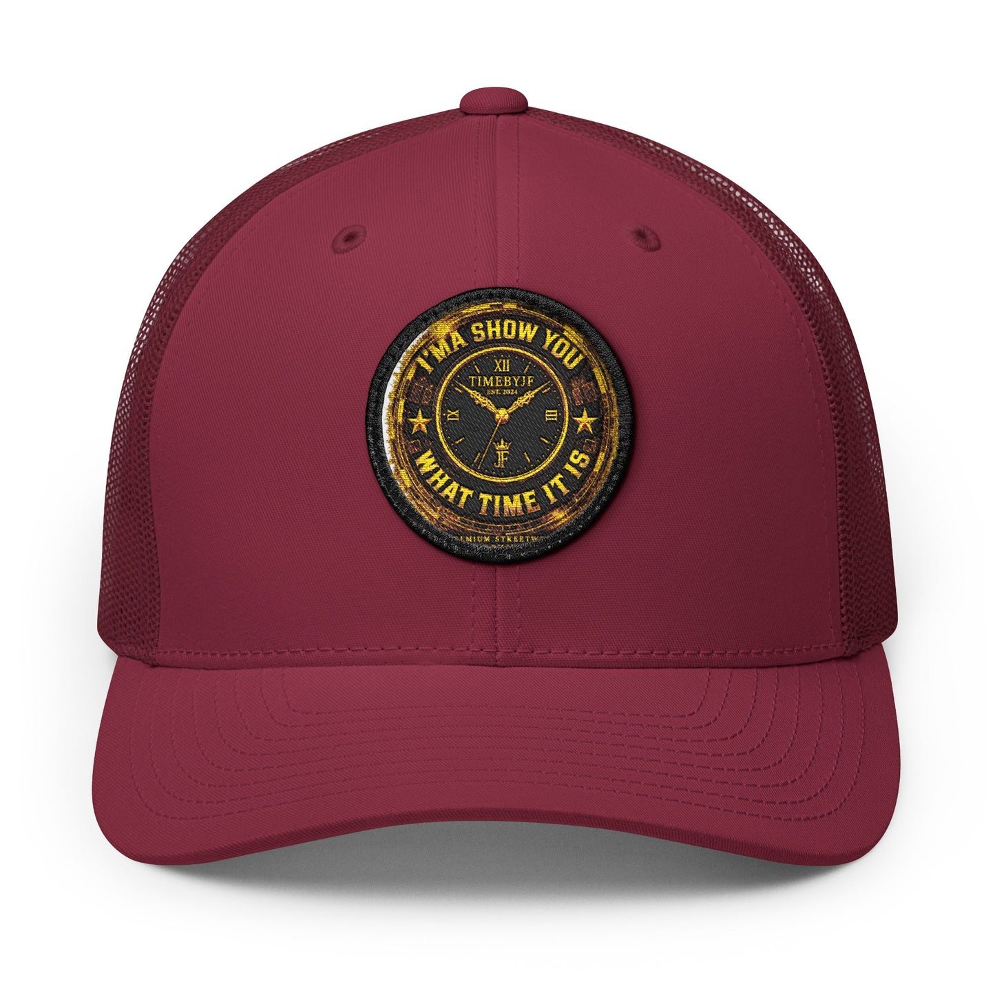 Vintage 'Show Me What Time It Is' Embroidered Patch Trucker Cap
