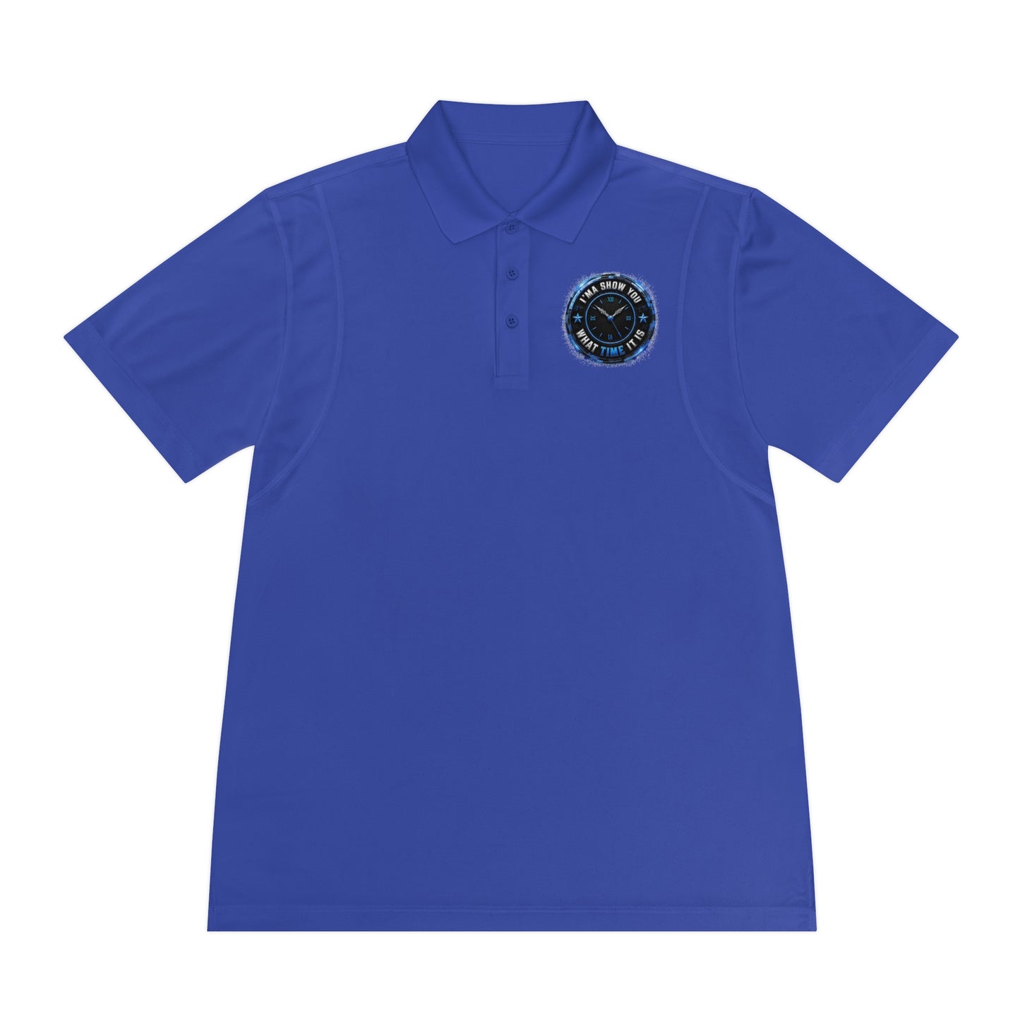 Men's Sport Polo — Blue Compass Badge Performance Golf Shirt