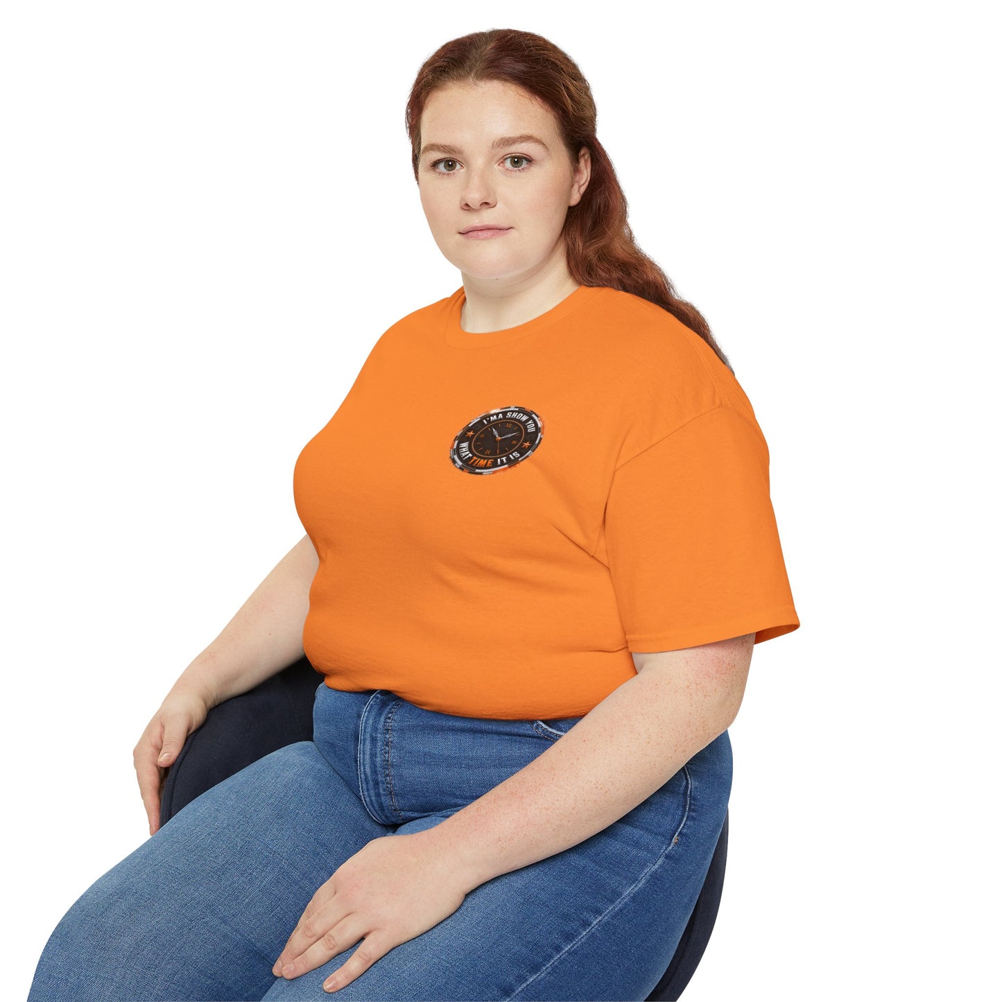 Black T‑Shirt with Orange Holographic Poker Chip Logo – Casino Night Tee