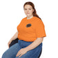 Black T‑Shirt with Orange Holographic Poker Chip Logo – Casino Night Tee
