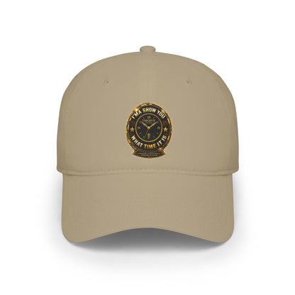 Low Profile Baseball Cap — Vintage Ship Wheel Clock Design