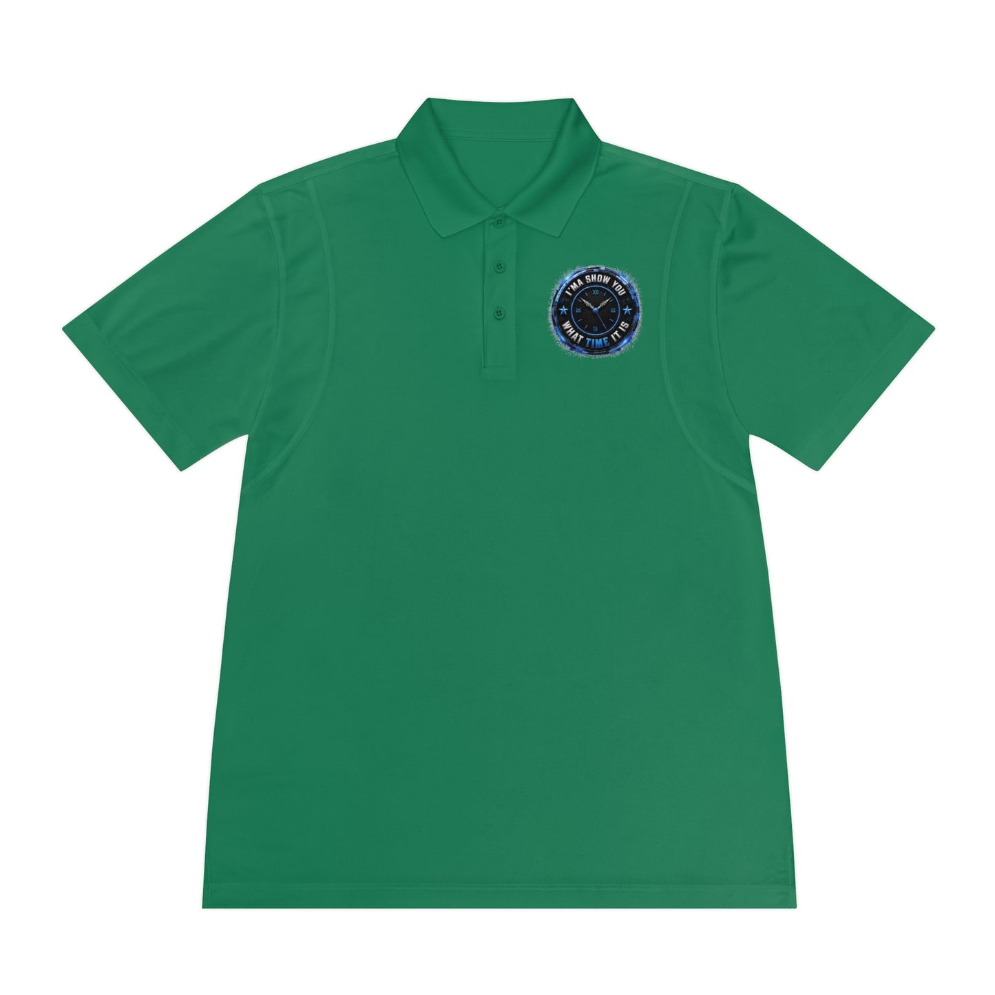 Men's Sport Polo — Blue Compass Badge Performance Golf Shirt