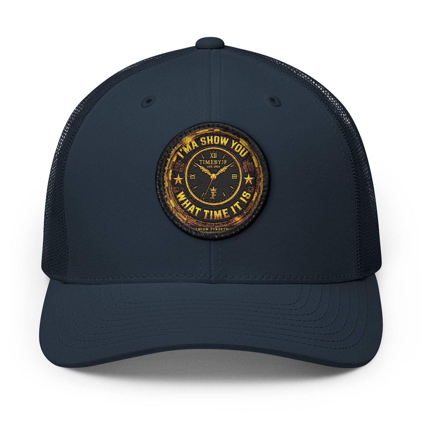 Vintage 'Show Me What Time It Is' Embroidered Patch Trucker Cap