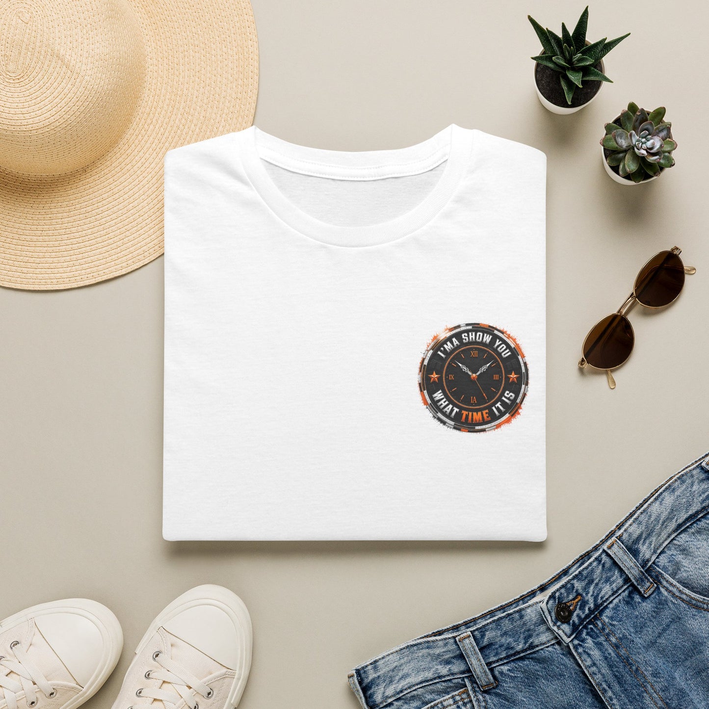 T-Shirt — 'Show Up, It's Your Time' Retro Compass Graphic