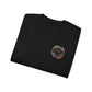Black T‑Shirt with Orange Holographic Poker Chip Logo – Casino Night Tee