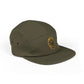 Embroidered Compass Badge 5-Panel Cap — Khaki Outdoor Adventure Hat