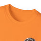 Black T‑Shirt with Orange Holographic Poker Chip Logo – Casino Night Tee