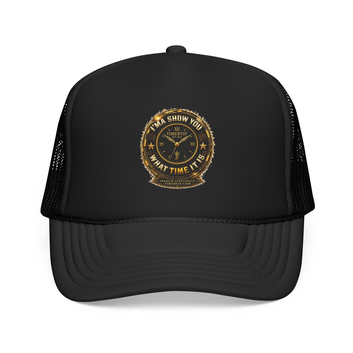 Trucker Hat — 'What Time Is It? I'ma Show You' Vintage Clock Patch