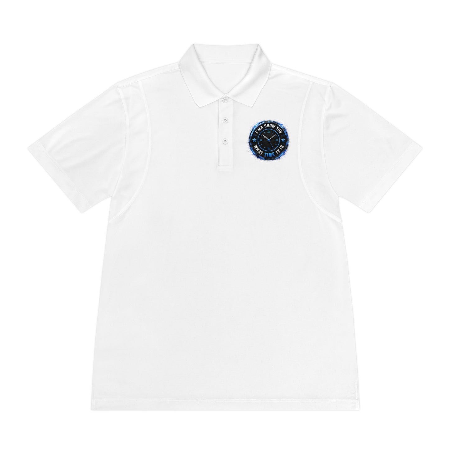 Men's Sport Polo — Blue Compass Badge Performance Golf Shirt