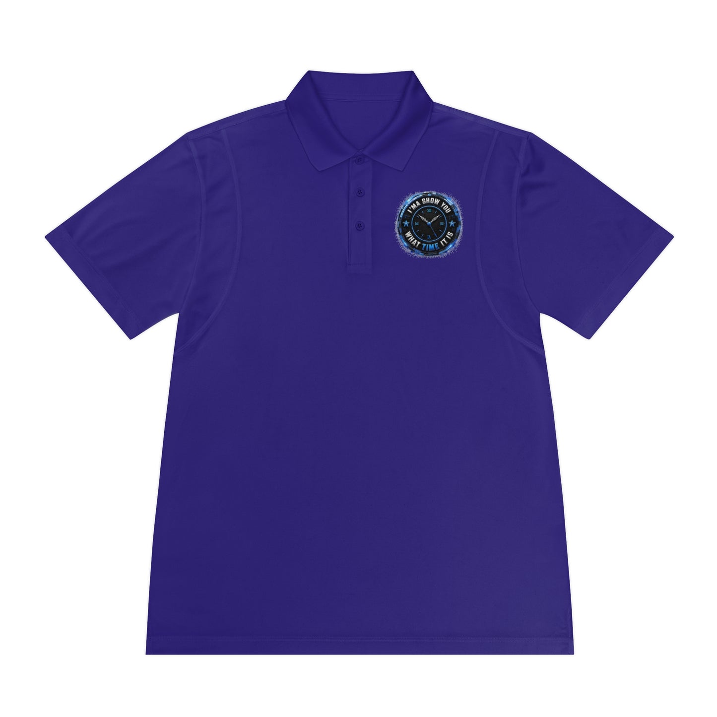 Men's Sport Polo — Blue Compass Badge Performance Golf Shirt