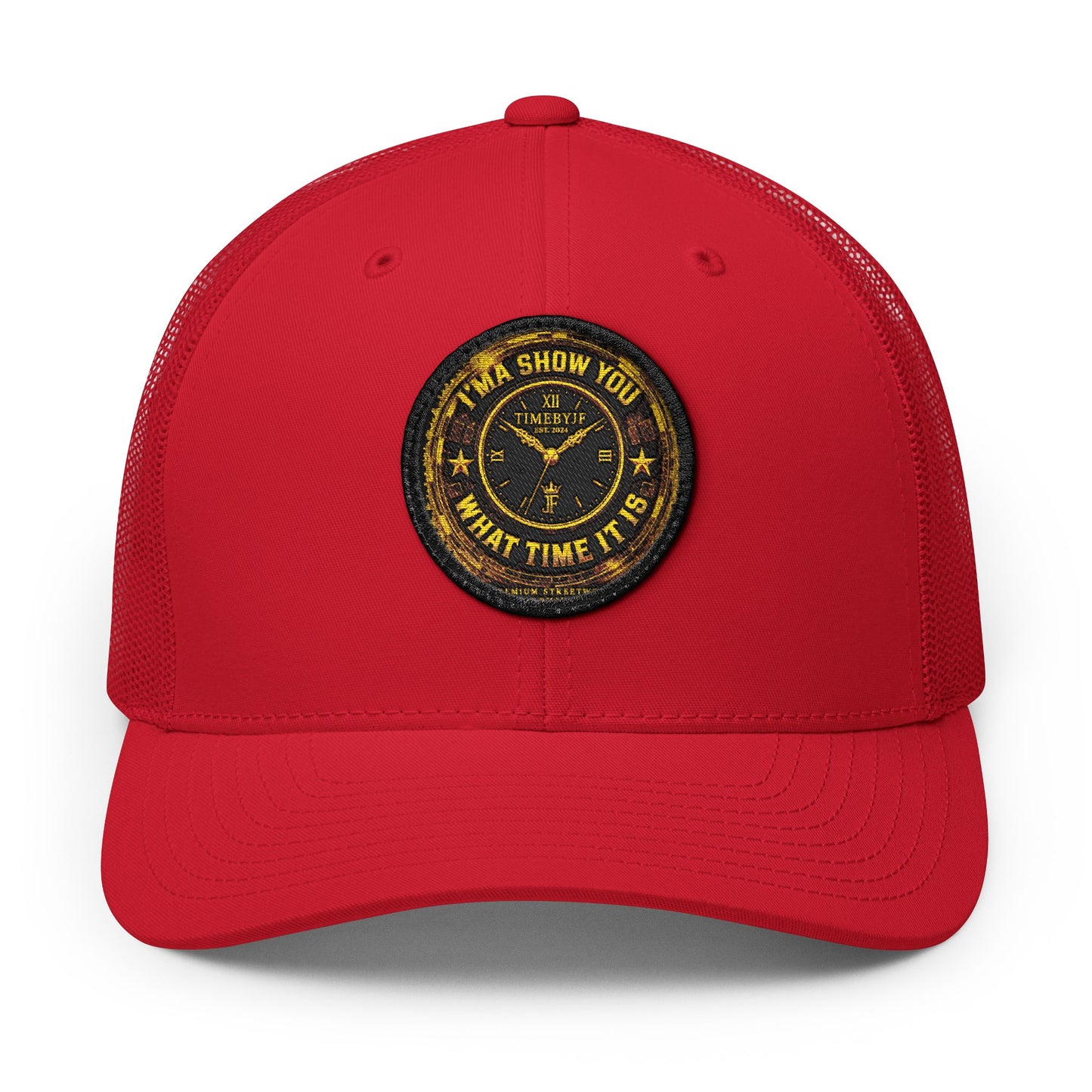 Vintage 'Show Me What Time It Is' Embroidered Patch Trucker Cap