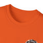 Black T‑Shirt with Orange Holographic Poker Chip Logo – Casino Night Tee