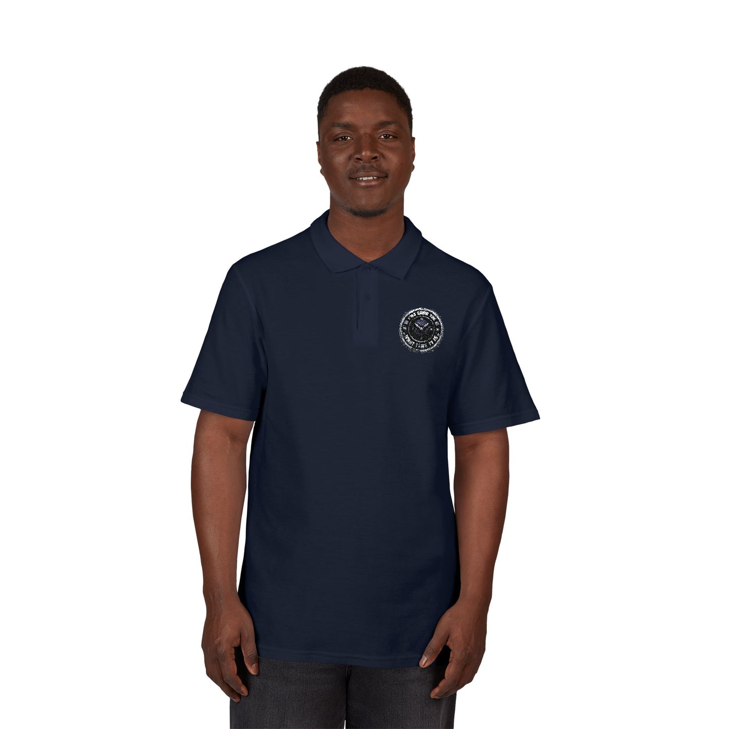 Embroidered Crest Polo Shirt — Classic White Pique