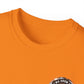 Black T‑Shirt with Orange Holographic Poker Chip Logo – Casino Night Tee