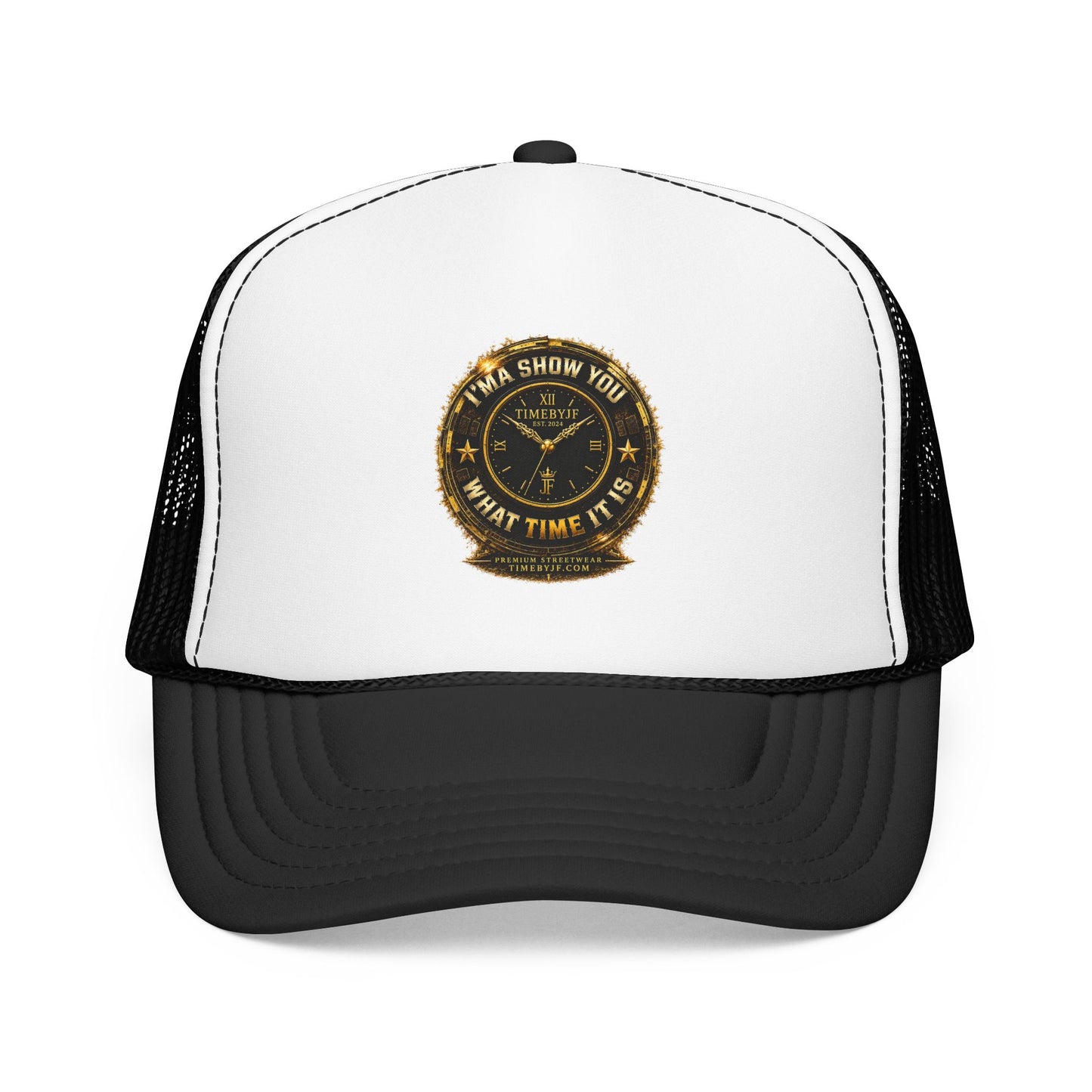 Trucker Hat — 'What Time Is It? I'ma Show You' Vintage Clock Patch