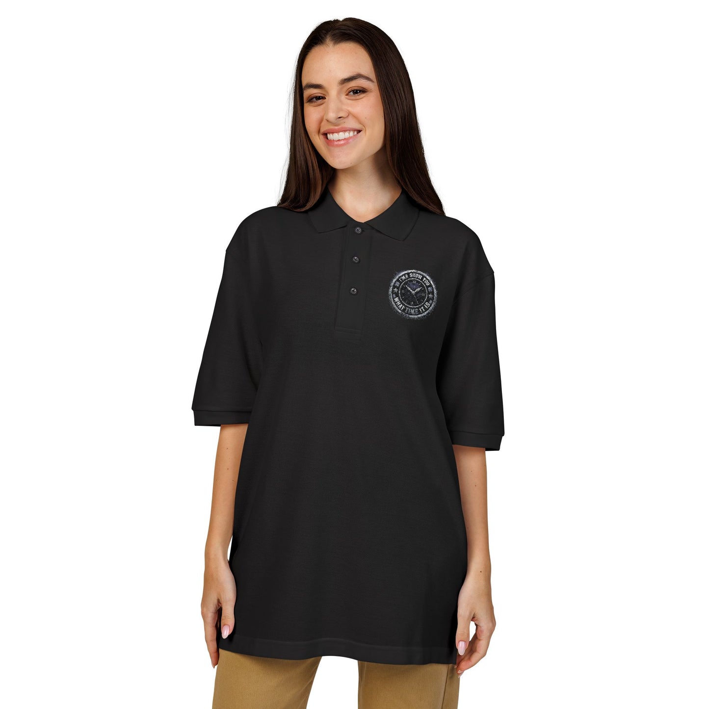 Embroidered Compass Logo Polo — Casual Nautical Work Shirt