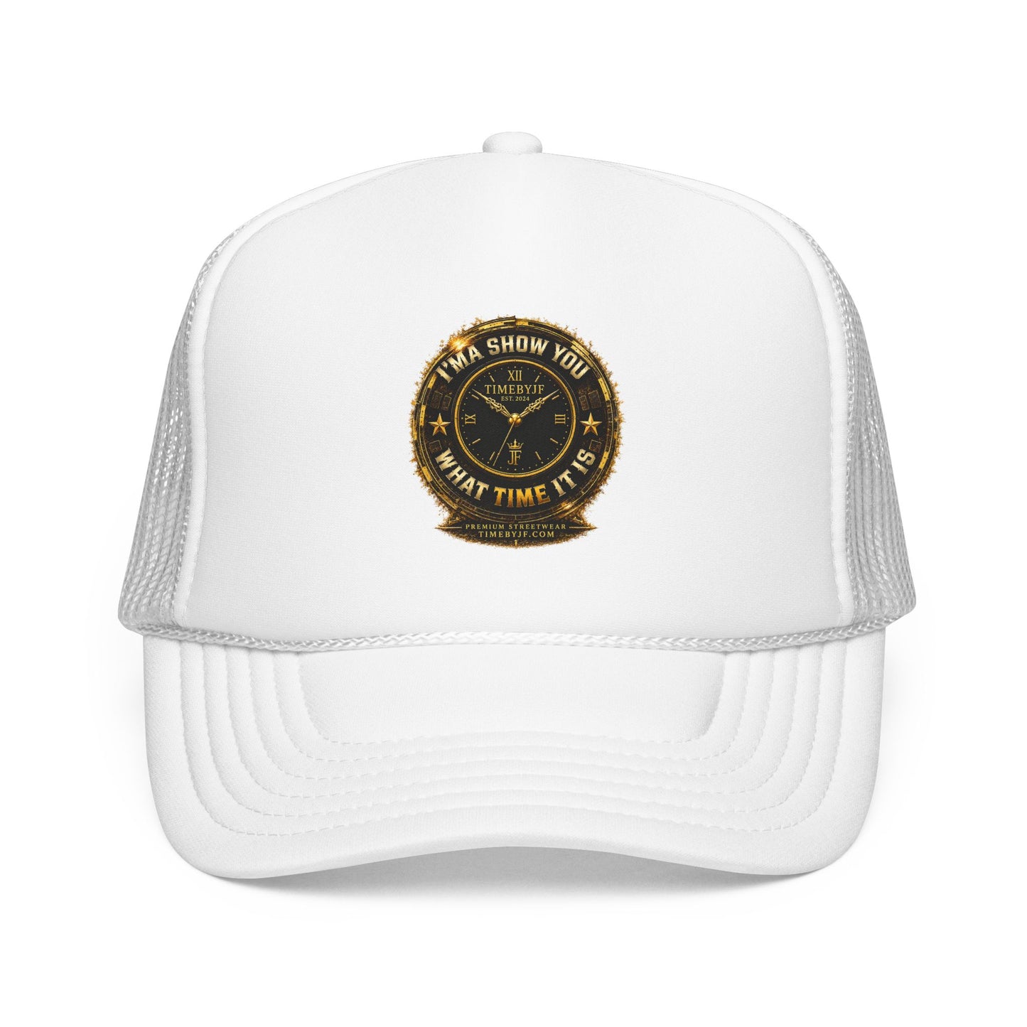 Trucker Hat — 'What Time Is It? I'ma Show You' Vintage Clock Patch