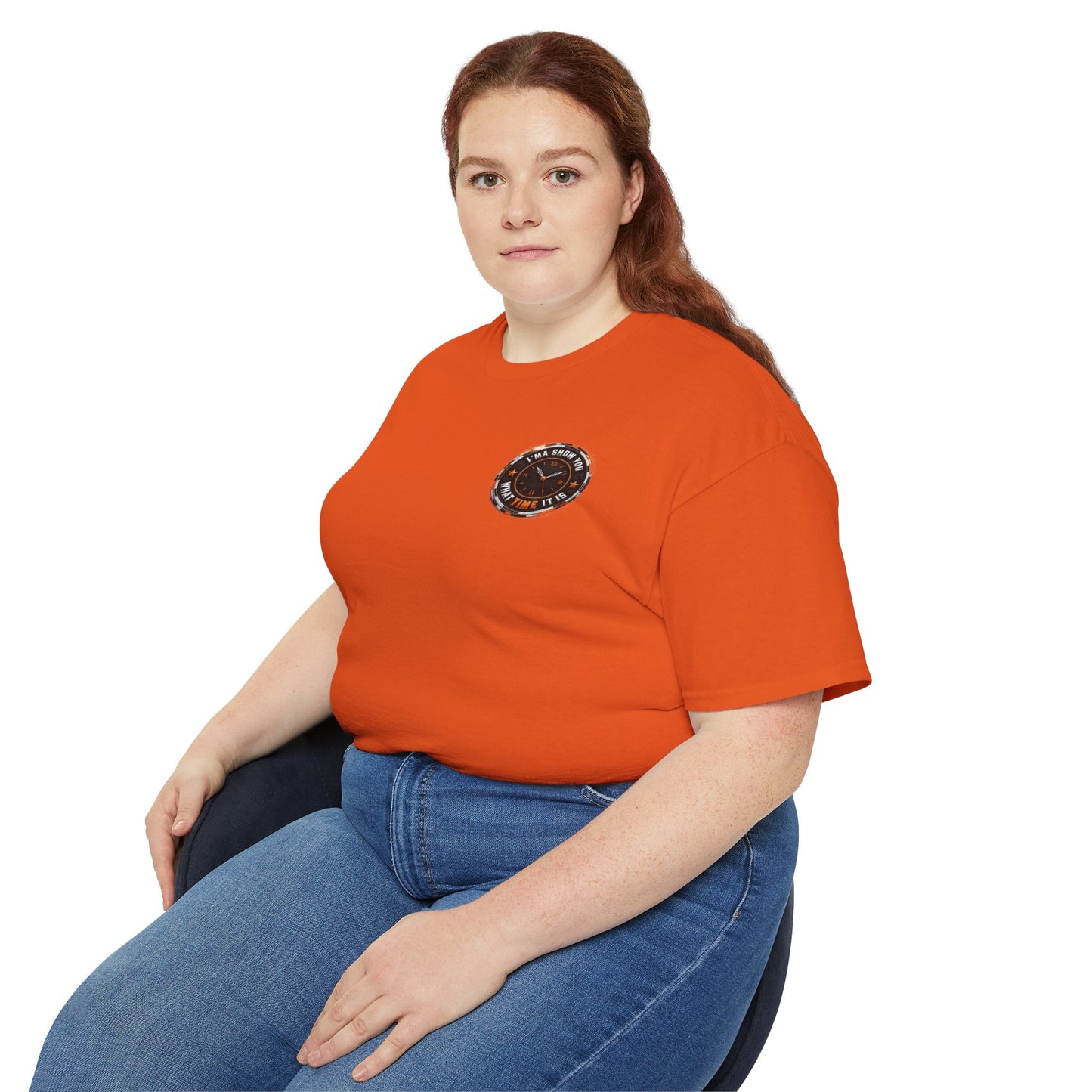 Black T‑Shirt with Orange Holographic Poker Chip Logo – Casino Night Tee