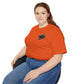 Black T‑Shirt with Orange Holographic Poker Chip Logo – Casino Night Tee
