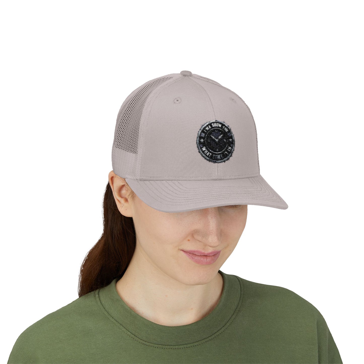 Trucker Cap — Distressed Round Patch 'Don't Ask Me' Vintage Logo