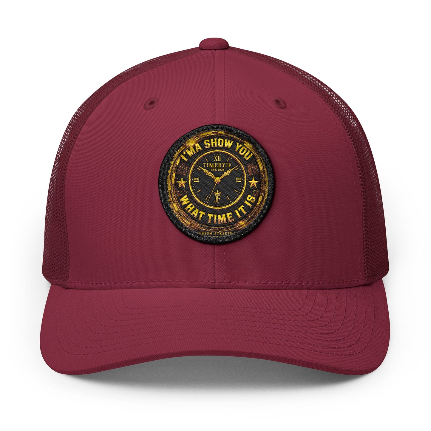 Vintage 'Show Me What Time It Is' Embroidered Patch Trucker Cap