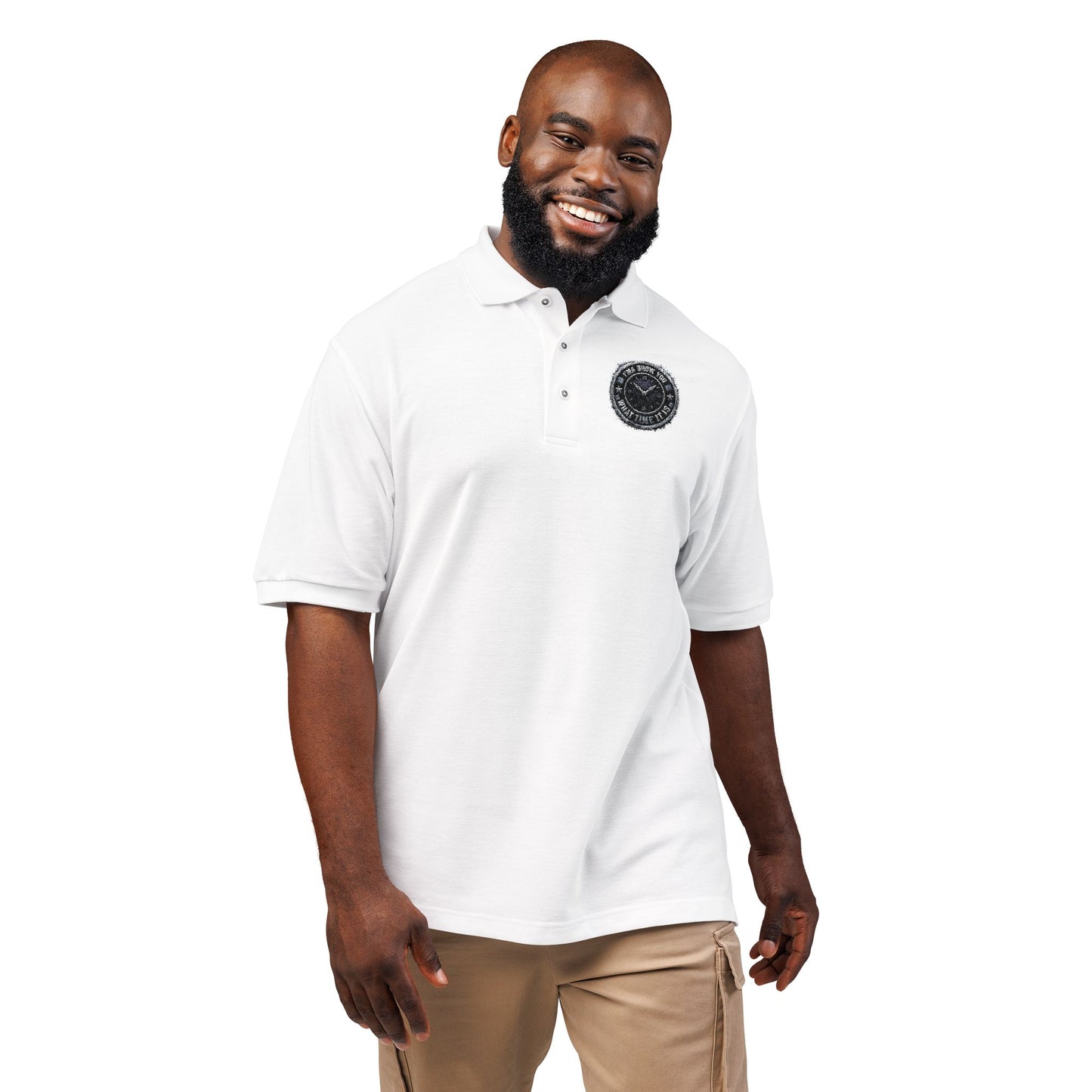 Embroidered Compass Logo Polo — Casual Nautical Work Shirt