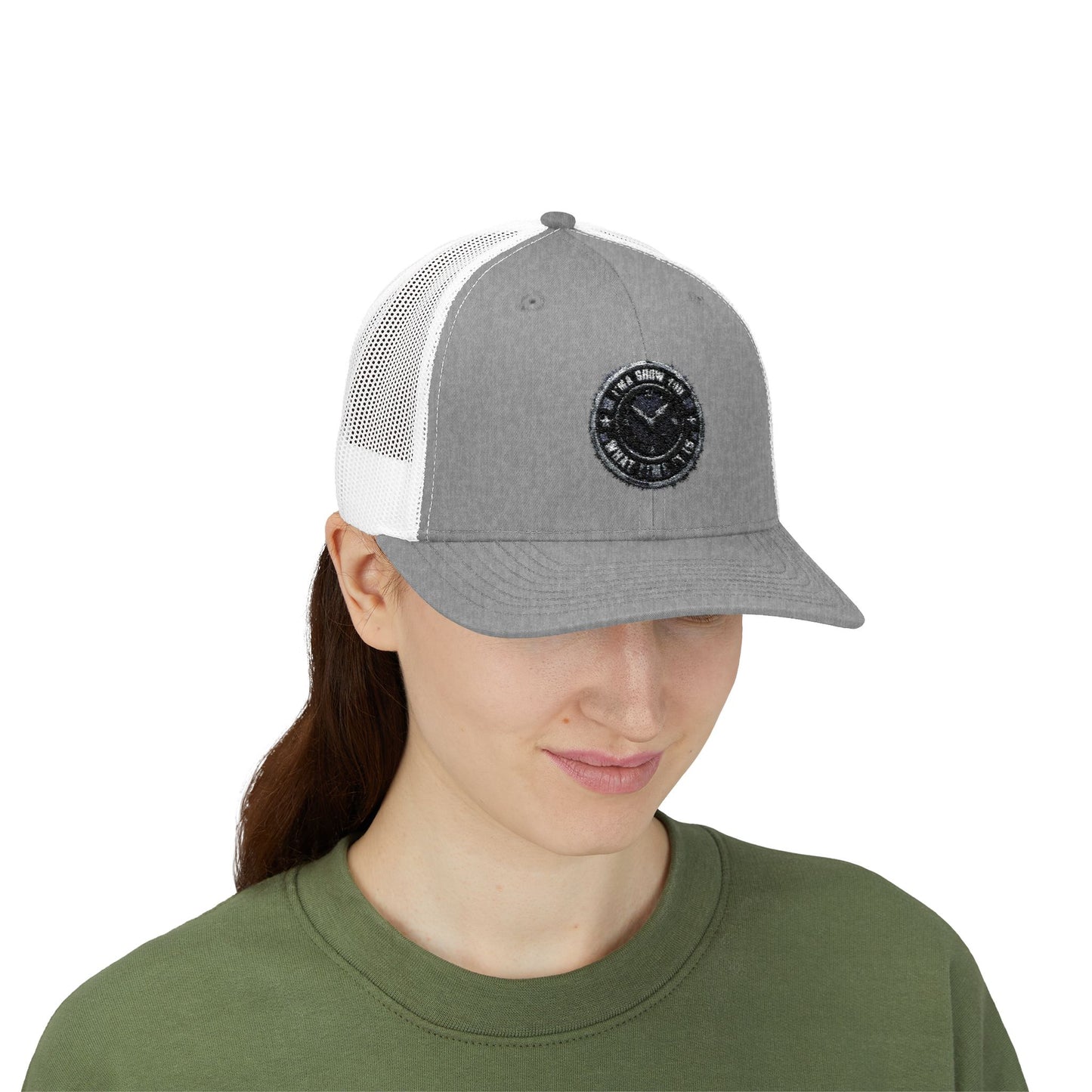 Trucker Cap — Distressed Round Patch 'Don't Ask Me' Vintage Logo