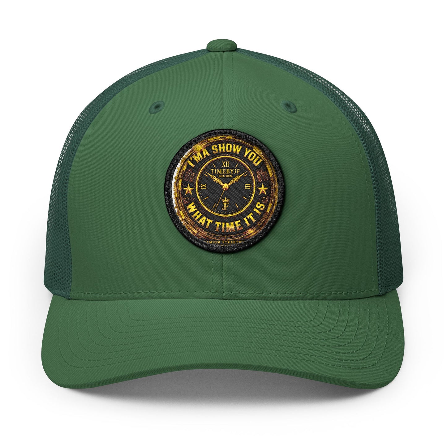 Vintage 'Show Me What Time It Is' Embroidered Patch Trucker Cap