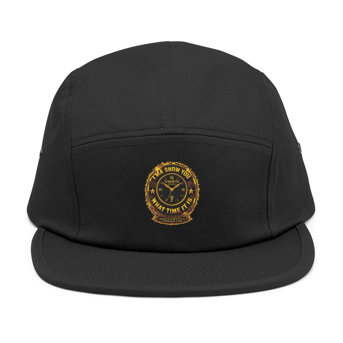 Embroidered Compass Badge 5-Panel Cap — Khaki Outdoor Adventure Hat