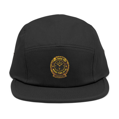 Embroidered Compass Badge 5-Panel Cap — Khaki Outdoor Adventure Hat