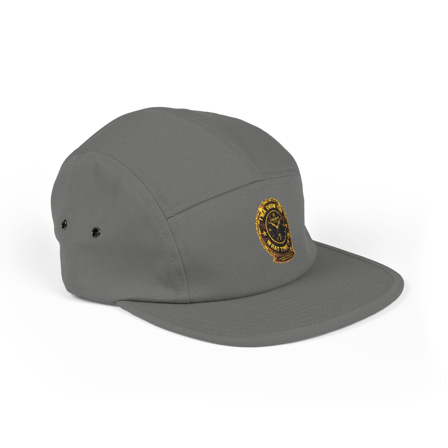 Embroidered Compass Badge 5-Panel Cap — Khaki Outdoor Adventure Hat