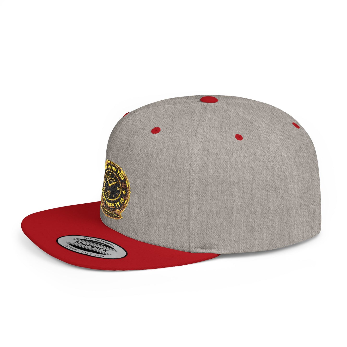Snapback Hat — Gold Seal Clock Logo Flat Bill Cap