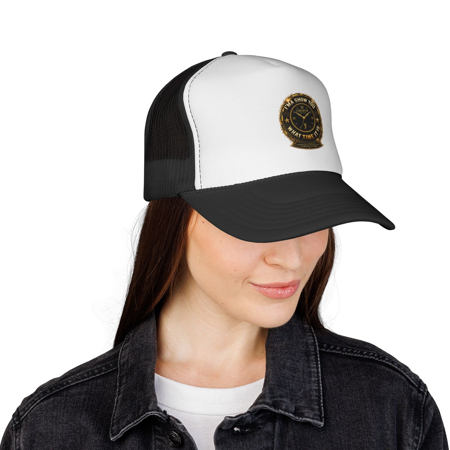 Trucker Cap — Vintage Compass Patch “I’MA SHOW YOU WHAT TIME IT IS”