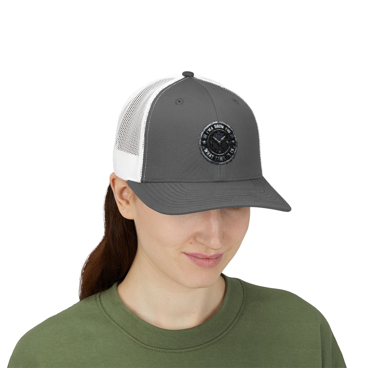 Trucker Cap — Distressed Round Patch 'Don't Ask Me' Vintage Logo