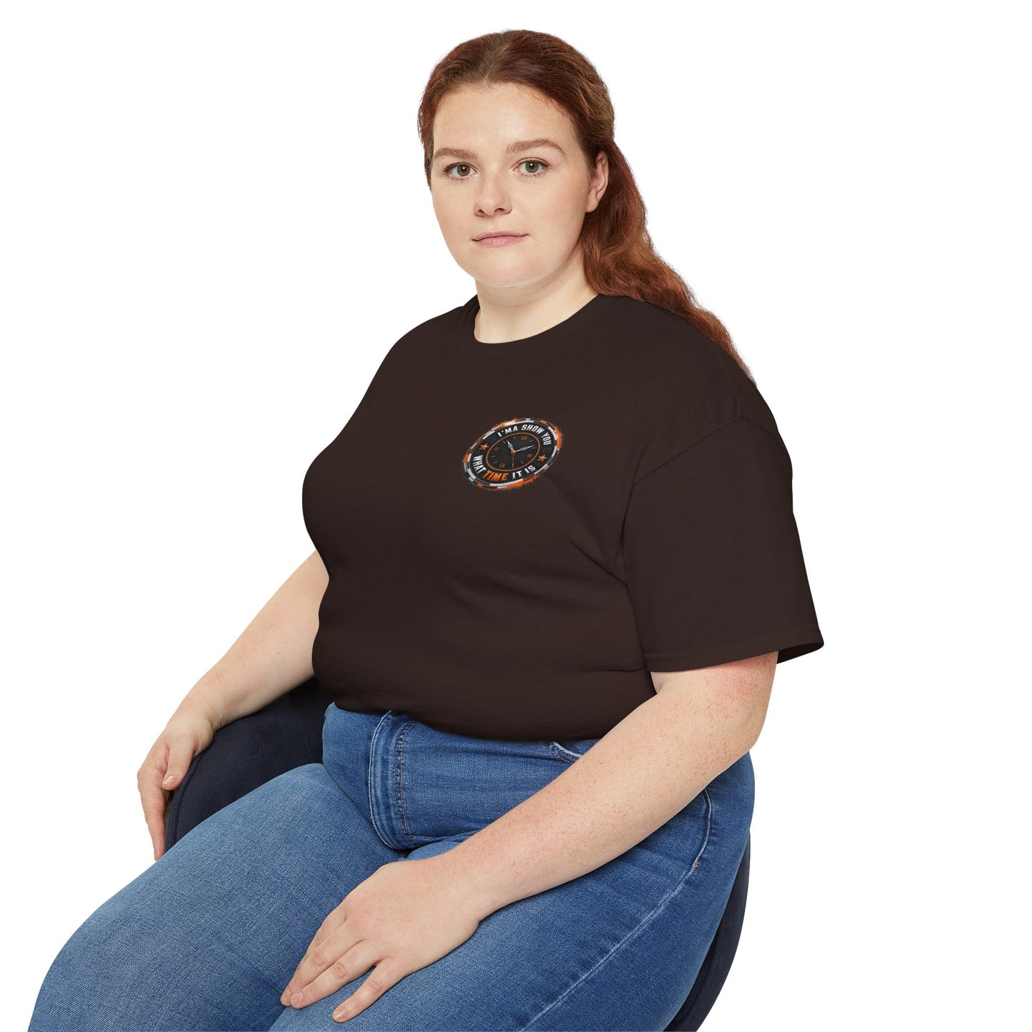 Black T‑Shirt with Orange Holographic Poker Chip Logo – Casino Night Tee