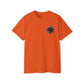 Black T‑Shirt with Orange Holographic Poker Chip Logo – Casino Night Tee