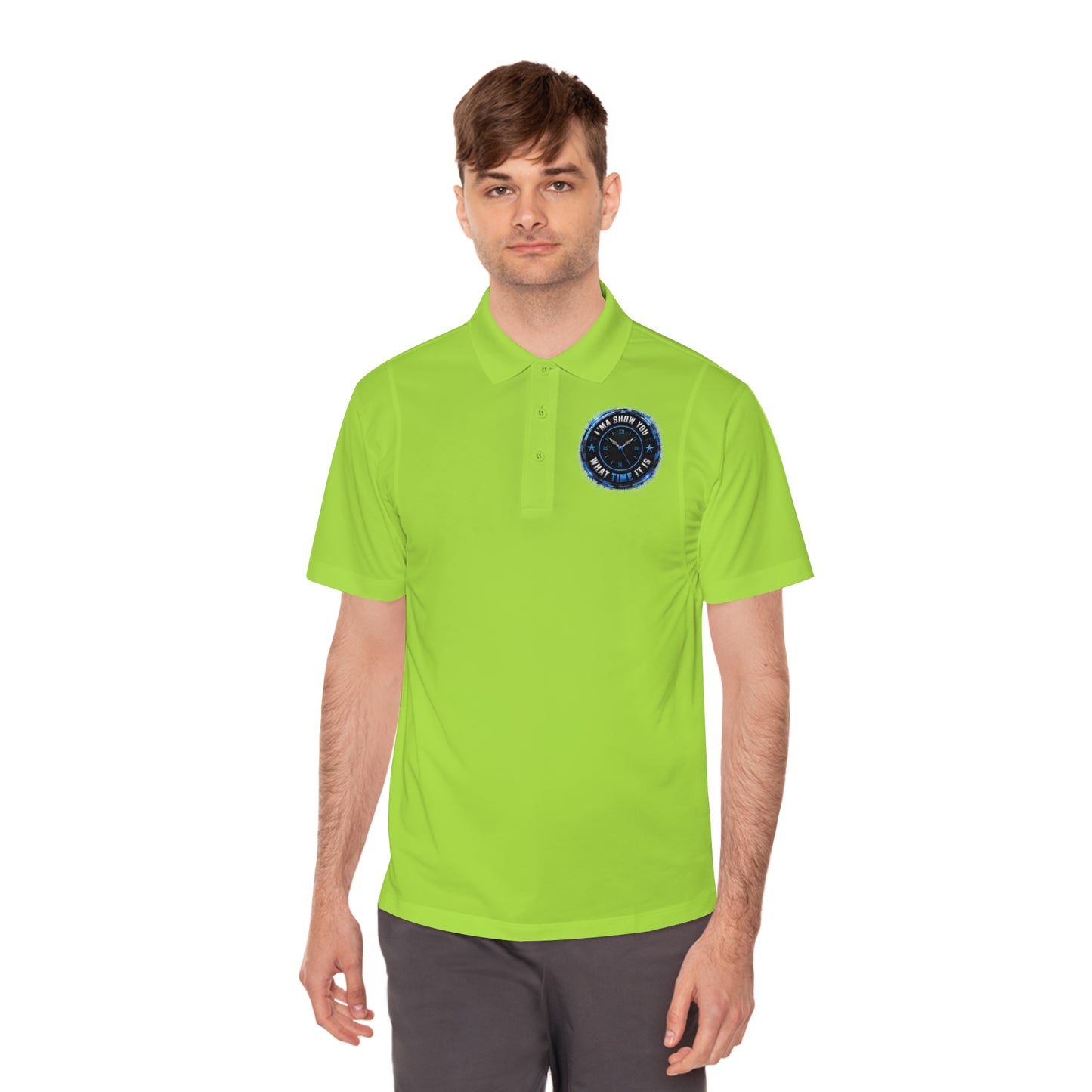 Men's Sport Polo — Blue Compass Badge Performance Golf Shirt
