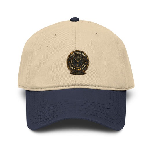 Washed Cotton Baseball Cap with Vintage Compass Patch - Adventure Travel Hat